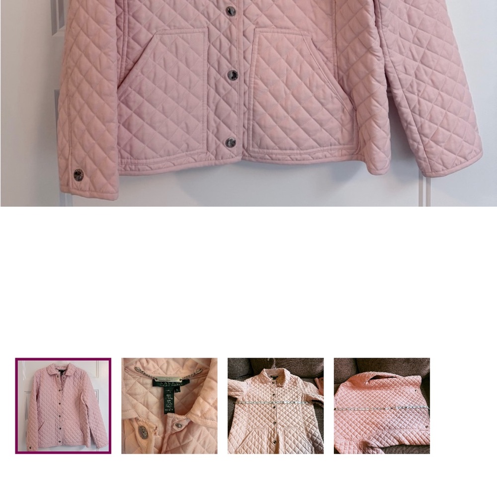 LAUREN Ralph Lauren Light Pink Quilted Puffer Jacket, L